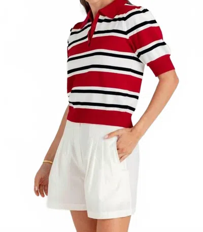 Sundays Adair Polo Top In Americana Knit In Multi