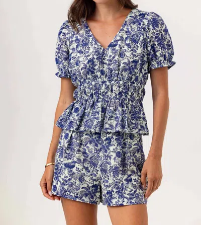 Sundays Amaris Top In Toile De Jouy In Blue