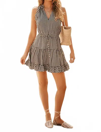 Sundays Blisse Mini Dress In Black Cream Gingham In Brown
