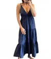 Sundays Bow Back Maxi Dress In Navy Blue In Blue