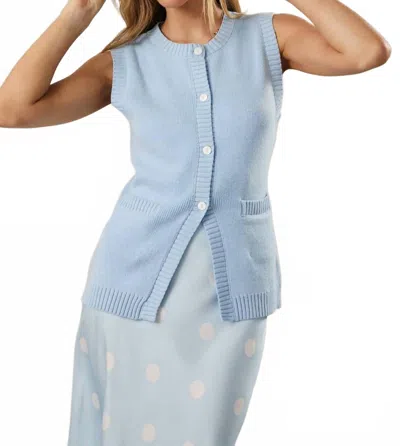 Sundays Buddy Button Down Knit Vest In Baby Blue