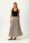 Sundays Stripe Celeste Skirt In Umber Stripe In Beige