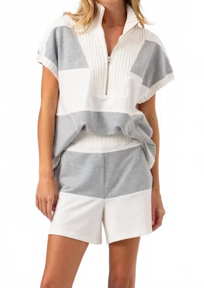 Sundays Cerer Popover Blouse In Heather Grey Coco Milk In Gray