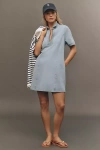 Sundays Claudine Short-sleeve Collared Mini Dress In Blue