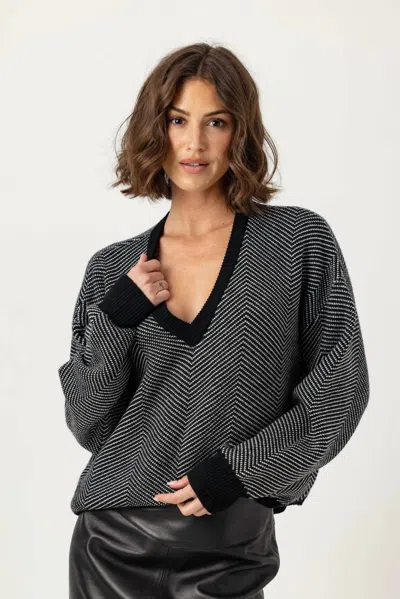 Sundays Cora Sweater In Monochromatic Herringbone In Multi