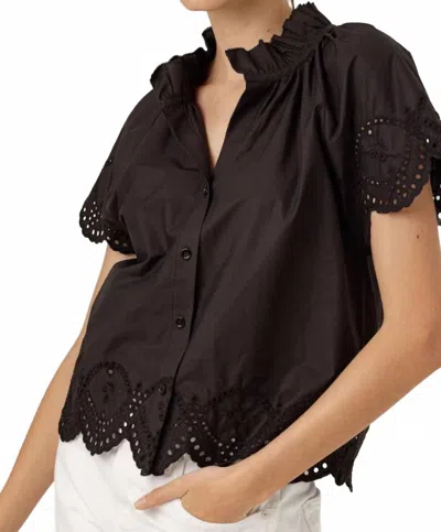 SUNDAYS CORINNE BUTTON FRONT COLLARED SHIRT IN BLACK