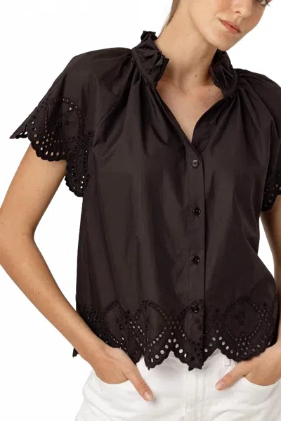 SUNDAYS CORINNE RUFFLE BUTTON SHIRT IN BLACK