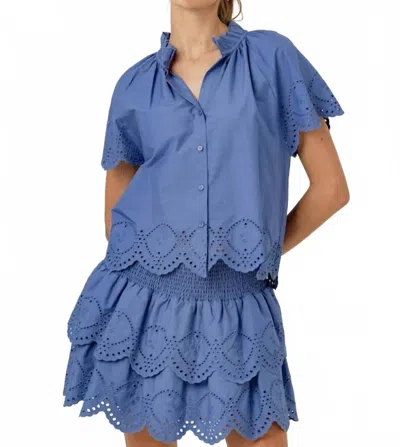 Sundays Corinne Ruffle Shirt In Riviera In Blue
