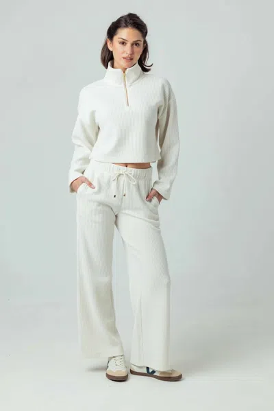 Sundays Edie Plush Rib Pants In Coconut Milk In White