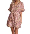 Sundays Evelyn Short-sleeve Floral Mini Shirtdress In Purple