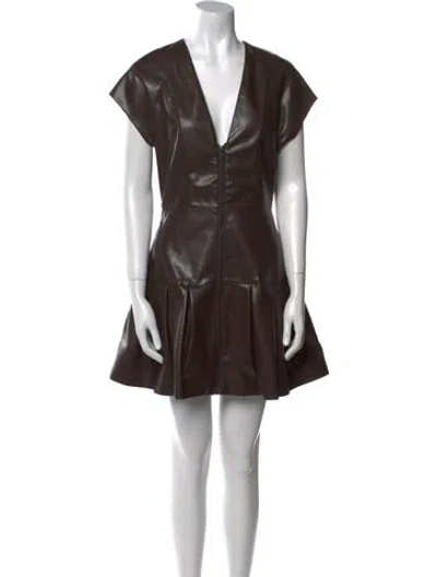 Pre-owned Sundays Faux Leather Mini Dress In Brown