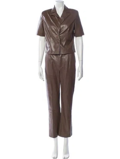 Pre-owned Sundays Faux Leather Pantsuit In Brown