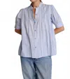 Sundays Fey Short Sleeve Shirt In Shadow Stripe In Blue