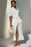 Sundays Frances Tie-waist Midi Shirt Dress In White