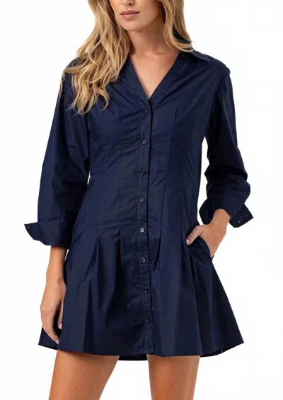 Sundays Greer Cotton Poplin Mini Dress In Navy In Blue