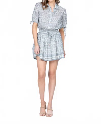 Sundays Isana Mini Dress In Damask Skywash In Blue