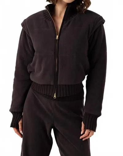 Sundays Issey Long Sleeve Zip Up Jacket In Black In Burgundy