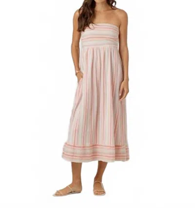 Sundays Jade Midi Dress In Strawberry Stripe In Pink