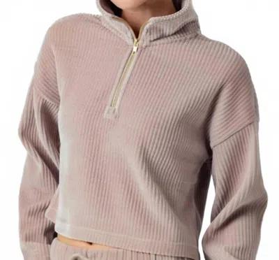 Sundays Jodie Three-quarter Zip Pullover In Taupe In Brown