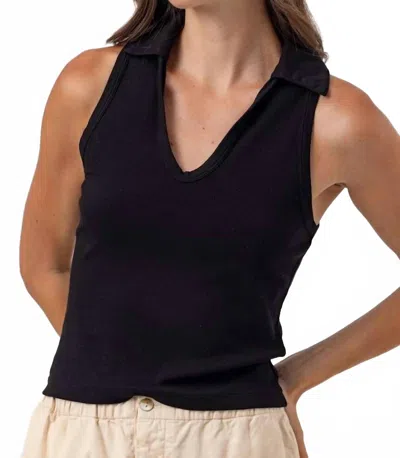 Sundays Kaia Polo Tank Top In Black