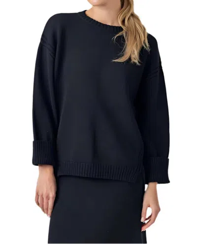 Sundays Kalila Long Sleeve Sweater In Black In Blue