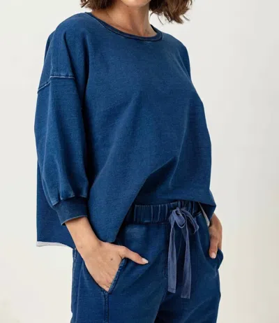 Sundays Kelly Three Quarter Sleeve Pullover In Denim In Blue