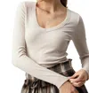 Sundays Larkin Longsleeve Tee Top In Caramel In Brown