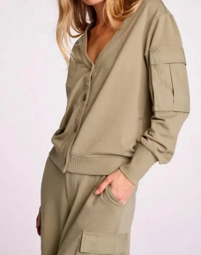 Sundays Leo Cardigan In Vintage Moss Green In Black