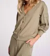 Sundays Leo V Neck Long Sleeve Cardigan In Vintage Moss Green In Green