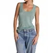 Sundays Linen Danny Tank In Surf Blue In Green