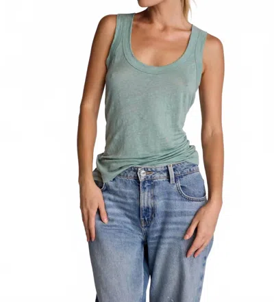 Sundays Linen Danny Tank In Surf Blue In Green