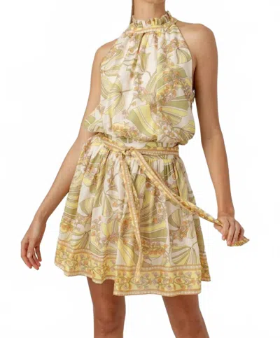 Sundays Printed Lizette Halter Mini Dress In Vintage Botanic In Multi