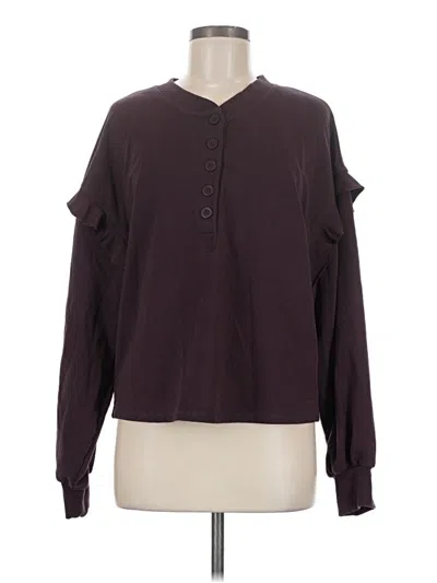 Pre-owned Sundays Long Sleeve Henley Shirt In Burgundy
