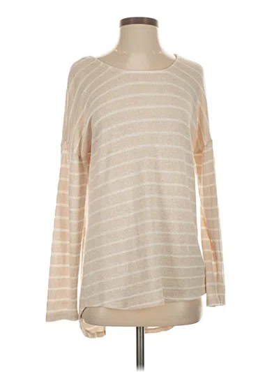 Pre-owned Sundays Long Sleeve Top Tan Boatneck Tops