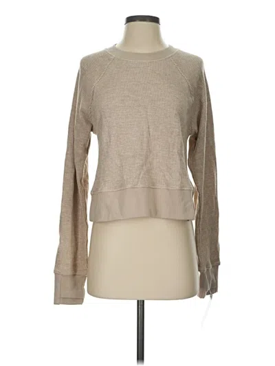 Pre-owned Sundays Long Sleeve Top Tan Crew Neck Tops