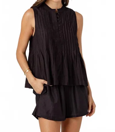 Sundays Lydie Pintuck Top In Black In Animal Print