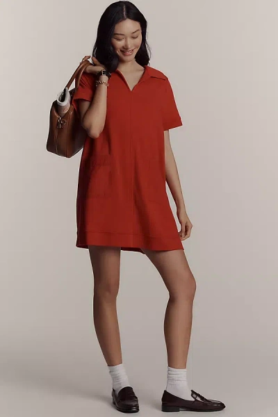 Sundays Mab Short-sleeve Swing Mini Dress In Red