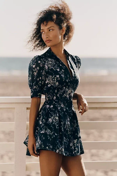 Sundays Maisie 100% Cotton Printed Mini Dress In Blue
