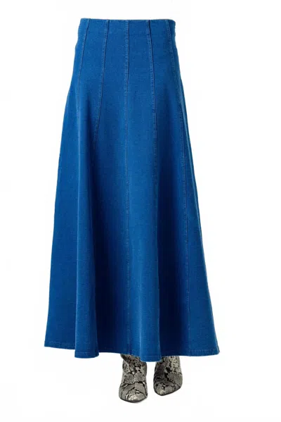 Sundays Mallory Denim Skirt In Medium Wash In Animal Print