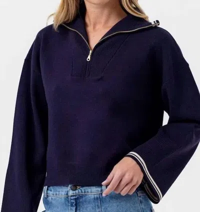 Sundays Maren Long Sleeve Sweater In Navy/ Vanilla In Blue