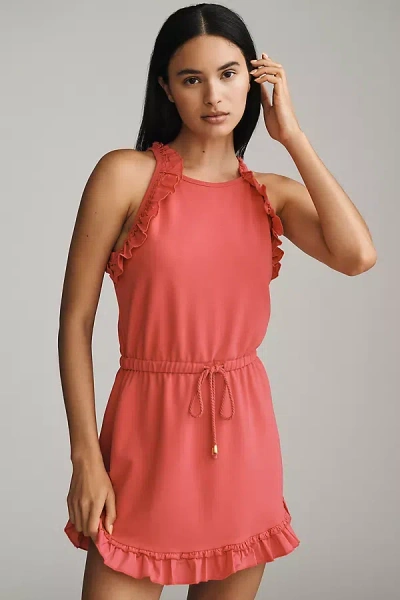 Sundays Mirabelle Ruffle Drawstring Mini Dress In Red