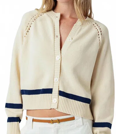 Sundays Nicolette Knit Cardigan In Cream Navy Stripe In White