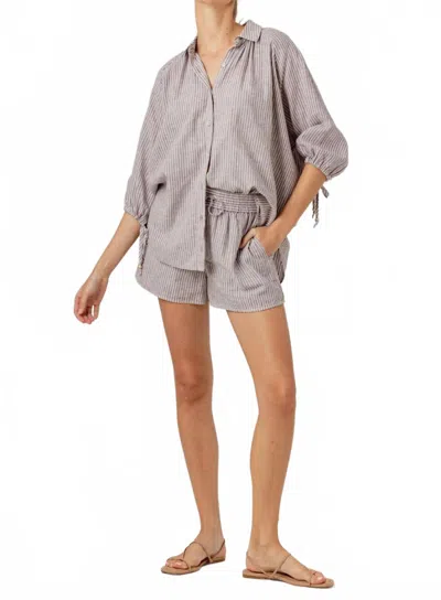 Sundays Oversized Button-up Stripe Fisher Shirt In Stone In Multi