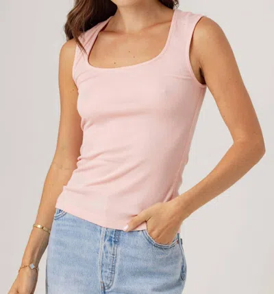 Sundays Rib Taylor Tank Top In Powder Pink In Animal Print