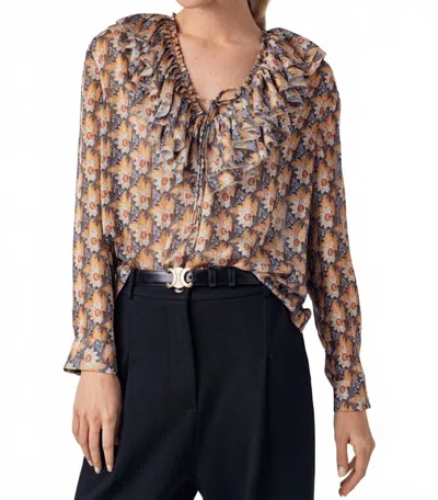 Sundays Rumi Long Sleeve Top In Harvest Floral In Brown
