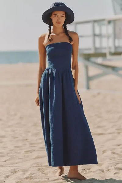 Sundays Runa Strapless Midi Dress In Blue