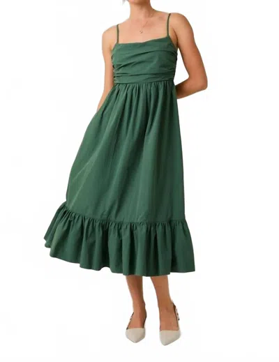 Sundays Shirred Top Tiered Midi Dress In Green