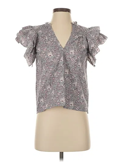 Pre-owned Sundays Short Sleeve Blouse In Gray