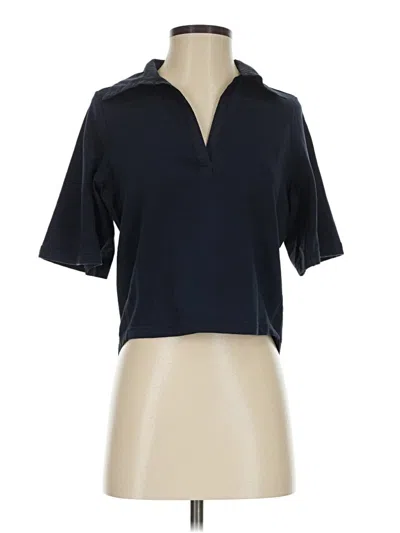 Pre-owned Sundays Short Sleeve Top Black Collared Neckline Tops