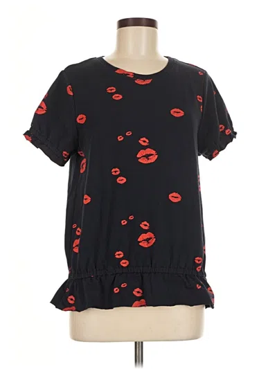 Pre-owned Sundays Short Sleeve Top Black Keyhole Neckline Tops